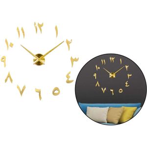 Wandklok 3D Arabische Cijfers Spiegel Stickers Mute Horloge Diy Voor Home Decor