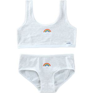 B2EB Tiener Jong Meisjes 2 Stuk Ondergoed Set Rainbow Bridge Print Katoen Training Beha Vest Top En Bijpassende Slipje Sport