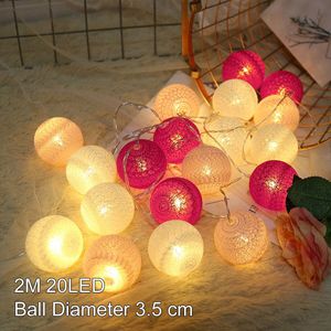 2M 20 Led Katoen Bal Guirlande Light String Outdoor Wedding Party Baby Bed Fairy Lights Decor Pasen Decoratie voor Thuis