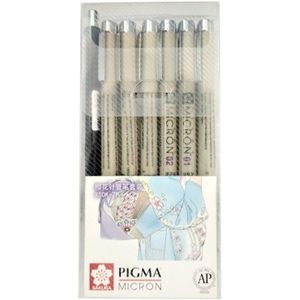 Sakura Pigma Micron Tekening Pen Liner 7Pcs/4Pcs Set 005/01/02/03/05/08 /XS-125 0.5Mm/1Mm/1 Borstel Pen Grafische
