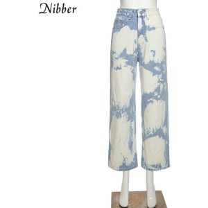 Nibber Tie-Dye Losse Hip Hop Broek Vrouwen Casua Print Hoge Taille Wijde Broek Straat Sytle Baggy denim Broek Mujer