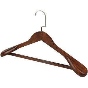 Kleerhangers van massief hout met extra brede schouders, antislip, voor overhemden, mantels, jassen, broeken, pakken, 360° draaibare haak (walnootkleur, 60 stuks