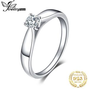 JewelryPalace CZ Solitaire Engagement Ring 925 Sterling Zilveren Ringen voor Vrouwen Anniversary Ring Trouwringen Zilver 925 Sieraden