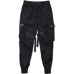 Mannen Fitting Cargo Pant Verstelbare Bandjes Tapered Effen Kleur Casual Broek Met Multi Pocket Ontspannen Leisure Uitloper