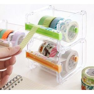 2 Stks/partij Transparante Plakband Dispenser Cutter Office Organizer Snijden Tape Houder