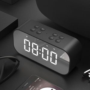 Mini Bluetooth Speakers Draagbare Draadloze, Stijlvolle Spiegel Bluetooth Speakers met LED Display Wekker voor Strand, Auto, thuis