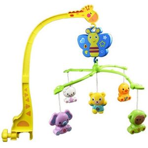 4 In 1 Musical Crib Mobile Bed Bel Kawaii Animal Baby Rammelaar Draaibare Beugel Speelgoed Giraffe Houder Wind-Up muziekdoos