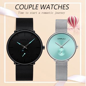 Paar Horloges Crrju Top Roestvrij Staal Quartz Horloge Voor Mannen En Vrouwen Casual Klok Set Voor
