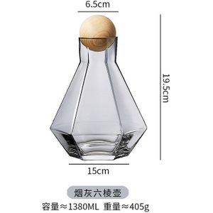 1380 Ml Glas Koude Ketel Met Houten Ball Stopper Transparante Water Fles Thuis Woonkamer Sap Pot Hoge Capaciteit Container