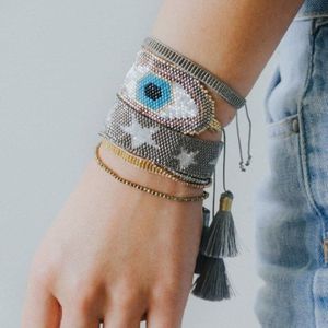 Xuxi Vijfpuntige Ster Multi-layer Pak Charms Tassel Armband Vrouwen Mode Japan Rijst Kralen Hand Made Demon eye Femme SS041