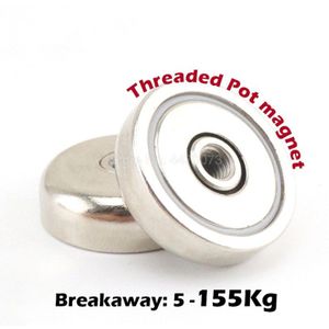 Magneet Ndfeb Disc In Rubber Coated Diameter Met Vrouwelijke Platte Draad Holding Sterke Neodymium Super Pot Salvage Magneten Imanes