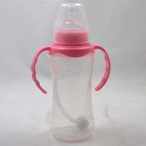 240 ml PP Baby Flessen en Tepels met Handvat Plastic Anti-koliek BPA Gratis Fles met Stro voor Baby voeden