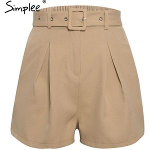 Simplee Casual Sash Riem Vrouwen Shorts Elastische Taille Blazer Korte Broek Streetwear Solid Soft Office Dames Bottom Shorts