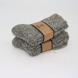 Mannen Winter Warme Wollen Sokken Effen Kleur Harajuku Retro Plus Dikke Badstof Casual Kasjmier Sokken 2 Paar