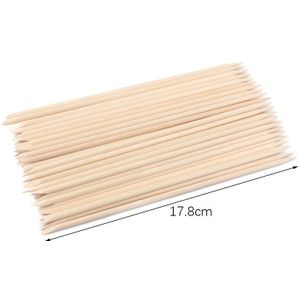 500 Stks/pak Houten Cuticle Pusher Remover Oranje Stok Sticker Picker Dual End Hout Manicure Dode Huid Verwijderen Nail Care Tools