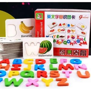 Engels alfabet houten alfabet groente-en cognitieve kaart kinderen vroege onderwijs puzzel houten speelgoed