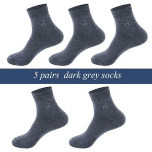 5 Pairs = 10 Stuks Van Mannen Sokken Mode Zakelijke Sokken Mannen Effen Kleur Hoge Ademend Katoen casual Mannen Sokken