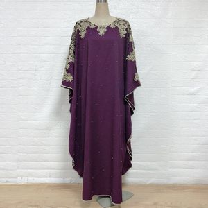 Moslim Kaftan Abaya Jurken Tuniek Ramadan Islamitische Vrouwen Batwing Mouw Kant Kralen Losse Uitloper Caftan Dubai Arabische Lange Gewaad