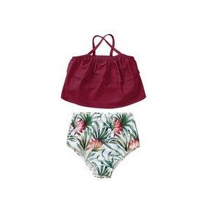 2 STUKS Baby Baby Kids Meisje Bikini Set Katoen Bloemen Badpak Beachwear Badmode Zomer Outfits