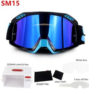 Motorhelm Bril Soman SM15 Casco Moto Goggles Lens Helm Motorfiets + 3 Stuks Films + Extra Clear Lens Voorruit glas