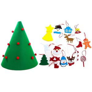 Voelde Kerstboom 3.2ft Diy Muur Opknoping Xmas Boom Met 32 Pcs Ornamenten En 50 Leds String Lights Kerst Decoratie dropsh