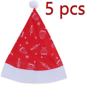 5 Pcs Volwassenen Kerst Hoed Xmas Red Caps Kerstman Cosplay Hoeden Voor Kinderen