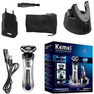 Originele Roterende Nat Droog Elektrisch Scheerapparaat Lcd Oplaadbare Baard Scheerapparaat Voor Mannen Facial Scheren Machine Met Smart Cleaner