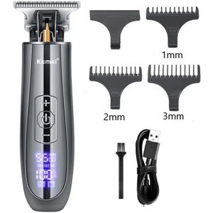 KEMEI USB Rechargeable Bald Head Hair Clipper LCD Display Trimmer Carbon Steel Ceramic Blade Shaving Cordless Hair Cutter KM 129