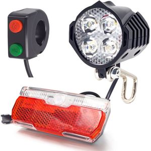 70 Lux Ebike Koplamp En Achterlicht Set Elektrische Fiets Front Light Met Hoorn Werk Voltage 18V 24V 36V 48V E Fiets Licht