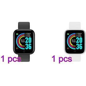 2 Pcs Y68 Smart Horloge Fitness Tracker Bloeddruk Smartwatches Waterdicht Hartslagmeter Bluetooth Smart Horloge