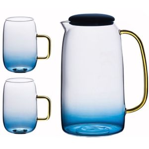 1500ML Borosilica Glas Theepot Set Met Cover Goud Handvat Cups Voor vruchtensap Water en Koffie Thee Pot bloem Grote Ketel