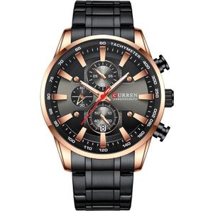 Curren Horloge Voor Mannen Top Black Gold Quartz Sport Horloge Heren Chronograaf Klok Datum Roestvrij Staal Mannelijke Horloges