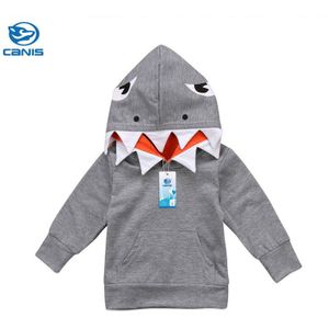 Casual Peuter Kids Baby Jongens Kleding Lange Mouw Haai Hooded Tops Hoodie Pocket Jasje Herfst Winter Bovenkleding 1- 6T