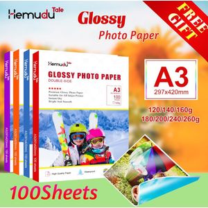 A3 100 Sheets Inkjet Glossy Photo-Papier Dubbelzijdig Printen Voor Printer Fotograaf Imaging Printing Papier