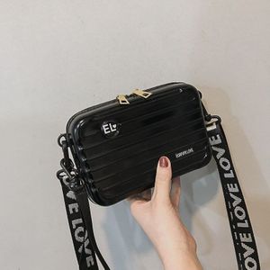 Vrouwen Mini Koffer Vorm Crossbody Bag Kleine Schoudertas Met Brede Brief Riem Meisje Clutch Handtas