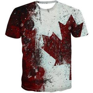 Retro Mens T-shirt 3D Maple Leaf Print Shirt Casual Sweatshirt Zomer Ademende Unisex Gym Fitness Tops Tee