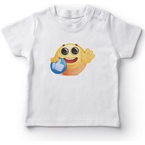 Angemiel Baby Als İkonu Holding Emoji Meisje Baby T-shirt Wit