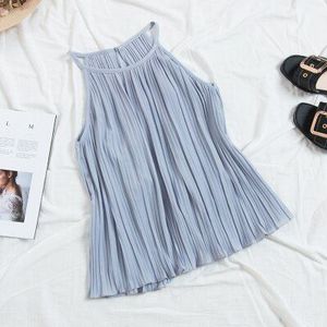 Lente Vrouwen Grote Chiffon Geplooide Vest Solid Tank Zomer Outfits Lady Opknoping Tanks Meisje Slim Tops Bottomings770