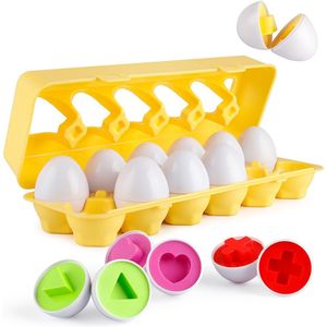Coogam Bijpassende Eieren 12 Stuks Set Kleur &amp; Vorm &amp; Voedingsmiddelen Recoginition Sorter Puzzel Game Voor 2 3 4 jaar Oud Peuters Kids