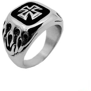 Mannen Ring Charmante Sieraden 316L Rvs Mannelijke Fire Black & Silver Christelijke Heilige Kruis Gebed Ringen Man Cool bague Anillos