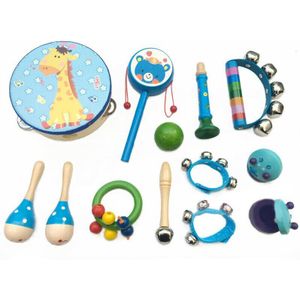 13 Pcs Kinderen Educatief Muziekinstrument Speelgoed Houten Rammelaars Muziek Ritme Training Beginner Speelgoed