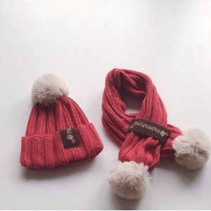 Herfst Winter Kinderen Sjaal-Kraag Jongens Meisjes Warm Mutsen Caps Sjaal Sets Mode Katoenen Baby Muts Sjaal