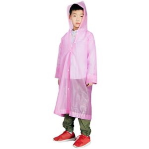 Wegwerp Draagbare Regenjas Student Meisje Jongen Regenkleding Waterdicht Trekkoord Capuchon Knoppen Regenjas Poncho Kinderen Regenjas