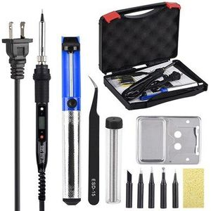 Jcd Soldeerbout Kit Lcd Verstelbare Temperatuur 110V 220V 80W Solderen Rework Gereedschap Soldeerbout Tips Draden pomp Verwarming Stand