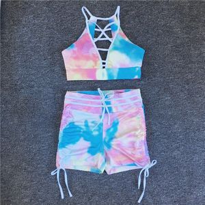 Plus 2 Stuks Yoga Set Vrouwen Beha Mouwloze Tanks Shorts Fitness Running Gym Sportkleding Ademende Zomer Shorts Trainingspak