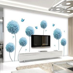 Paardebloem Grote Vinyl Muursticker Diy Bloem 3D Behang Tv Muur Tiener Woonkamer Slaapkamer Decoratie Home Decor Esthetische