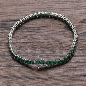 4Mm Hip Hop Bling Iced Out Green Cubic Zirkoon Tennis Chain Armbanden Vrouwen Mannen 1 Rij Cz Link Chain sieraden Goud Zilver Kleur