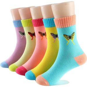 5 Paren/partij Lente Herfst Meisjes Sokken Katoen Vlinder Snoep Kleur Sokken Voor Meisjes 3- 12 Jaar Kinderen sokken