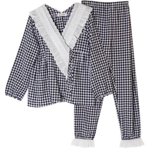 Moederschap Pyjama Zomer Verpleging Lange Mouwen Controles Zwangere Vrouwen Pyjama Met Dunne Katoenen Kant Borstvoeding Pyjama