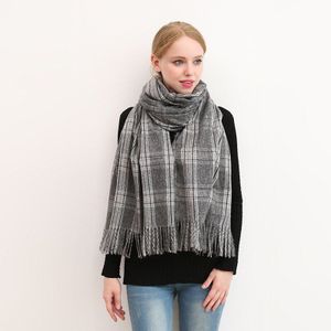 Tartan plaid imitatie kasjmier sjaals met kwastje vrouwen winter dikke halswarmer geborsteld wollen deken sjaal wraps